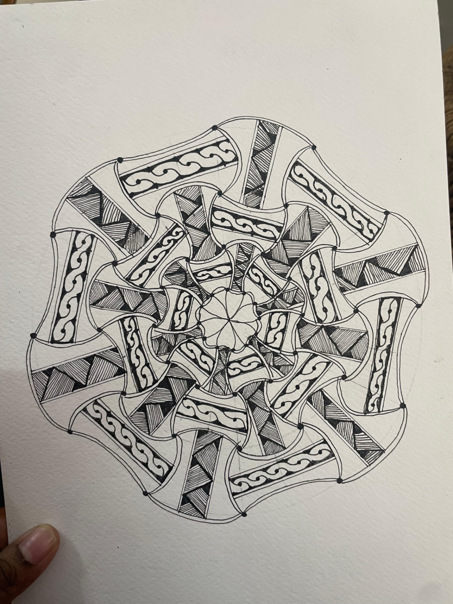 Blackwork Seven-Point Mandala